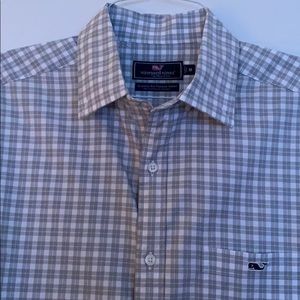 Vineyard Vines Grey and White Button Up